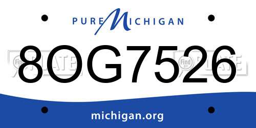 8OG7526 Michigan License Plate