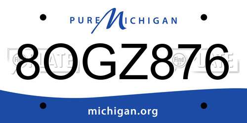 8OGZ876 Michigan License Plate