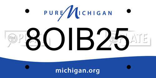 8OIB25 Michigan License Plate