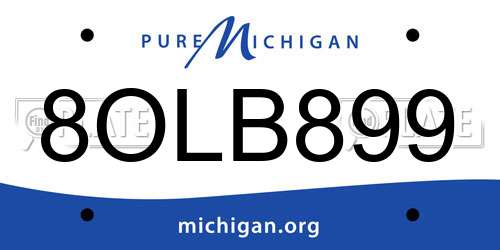8OLB899 Michigan License Plate