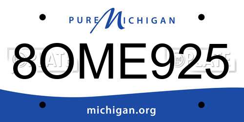 8OME925 Michigan License Plate