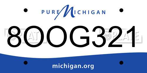 8OOG321 Michigan License Plate