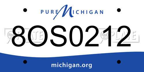 8OS0212 Michigan License Plate
