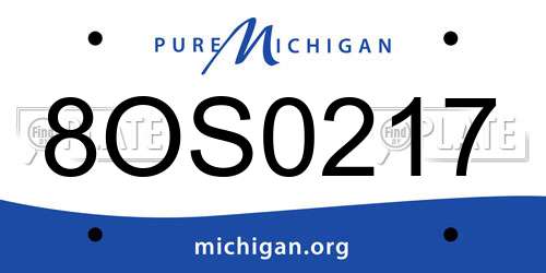 8OS0217 Michigan License Plate