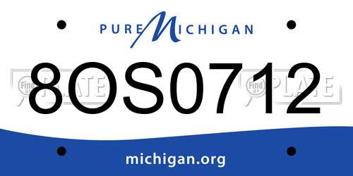 8OS0712 Michigan License Plate