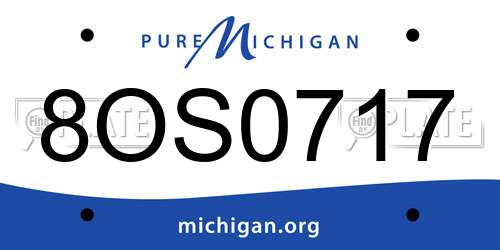 8OS0717 Michigan License Plate
