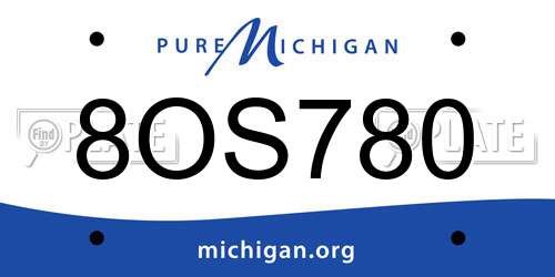 8OS780 Michigan License Plate