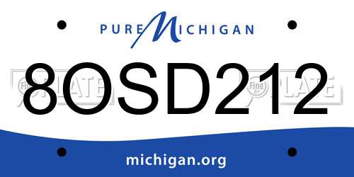 8OSD212 Michigan License Plate