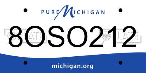 8OSO212 Michigan License Plate