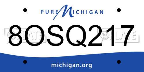 8OSQ217 Michigan License Plate