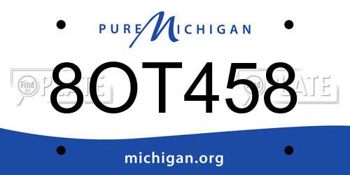 8OT458 Michigan License Plate