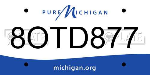 8OTD877 Michigan License Plate