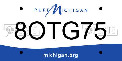 8OTG75 Michigan License Plate