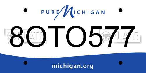 8OTO577 Michigan License Plate