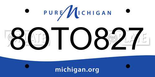 8OTO827 Michigan License Plate