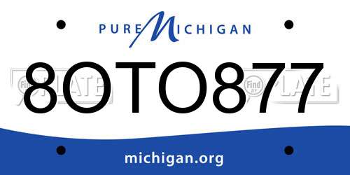 8OTO877 Michigan License Plate