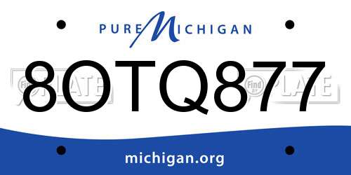 8OTQ877 Michigan License Plate