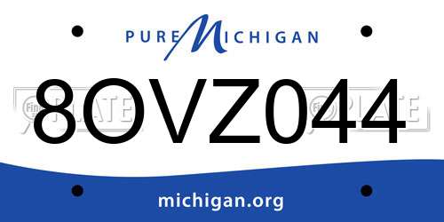 8OVZ044 Michigan License Plate