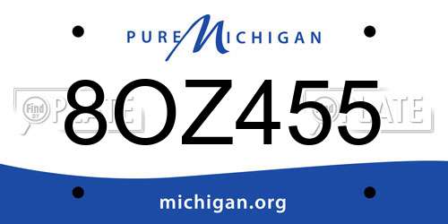 8OZ455 Michigan License Plate