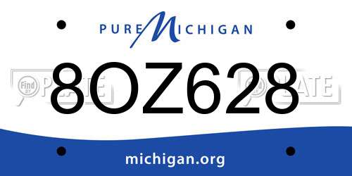 8OZ628 Michigan License Plate