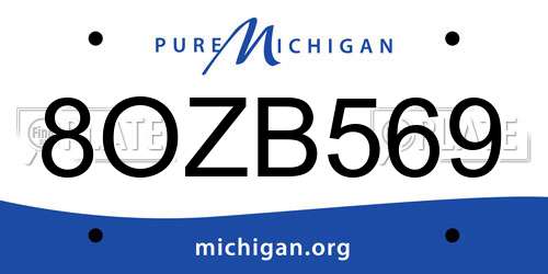 8OZB569 Michigan License Plate