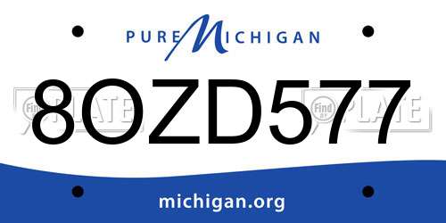 8OZD577 Michigan License Plate