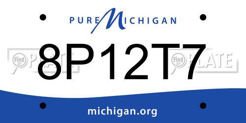 8P12T7 Michigan License Plate