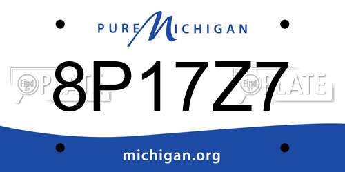 8P17Z7 Michigan License Plate
