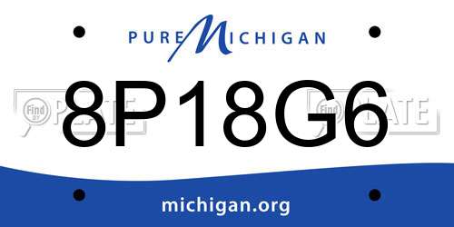 8P18G6 Michigan License Plate