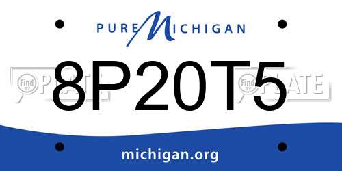 8P20T5 Michigan License Plate