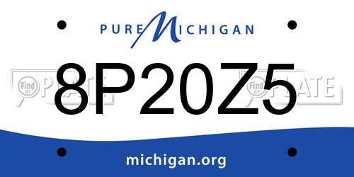 8P20Z5 Michigan License Plate