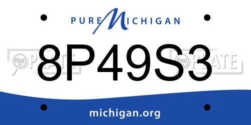 8P49S3 Michigan License Plate