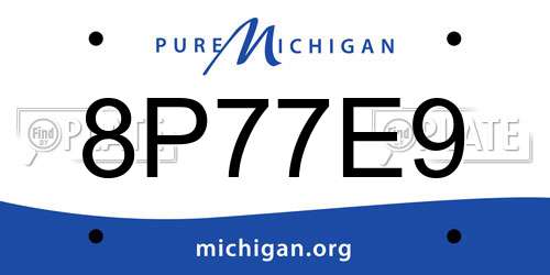 8P77E9 Michigan License Plate