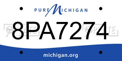 8PA7274 Michigan License Plate
