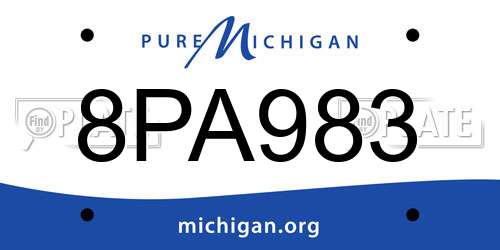 8PA983 Michigan License Plate