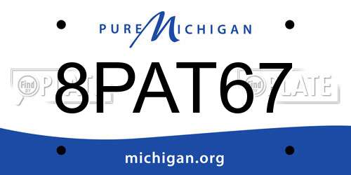 8PAT67 Michigan License Plate