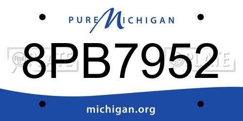 8PB7952 Michigan License Plate