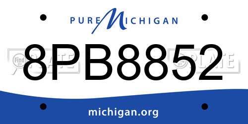 8PB8852 Michigan License Plate