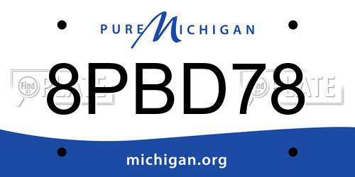 8PBD78 Michigan License Plate
