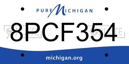 8PCF354 Michigan License Plate