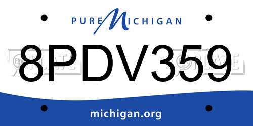 8PDV359 Michigan License Plate
