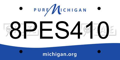 8PES410 Michigan License Plate