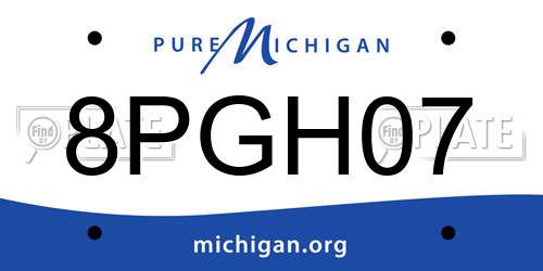 8PGH07 Michigan License Plate