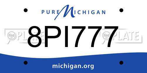8PI777 Michigan License Plate