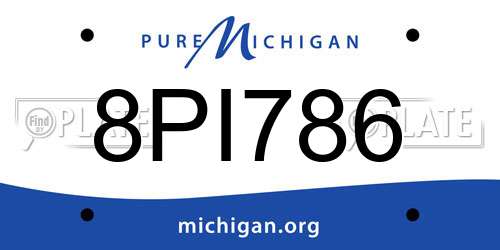 8PI786 Michigan License Plate
