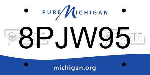 8PJW95 Michigan License Plate