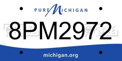 8PM2972 Michigan License Plate