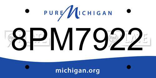 8PM7922 Michigan License Plate