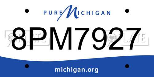 8PM7927 Michigan License Plate