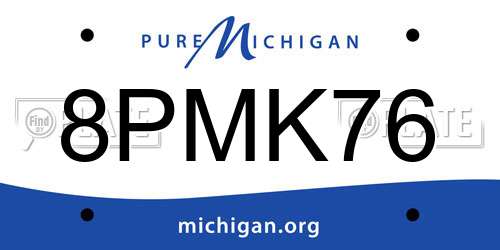8PMK76 Michigan License Plate